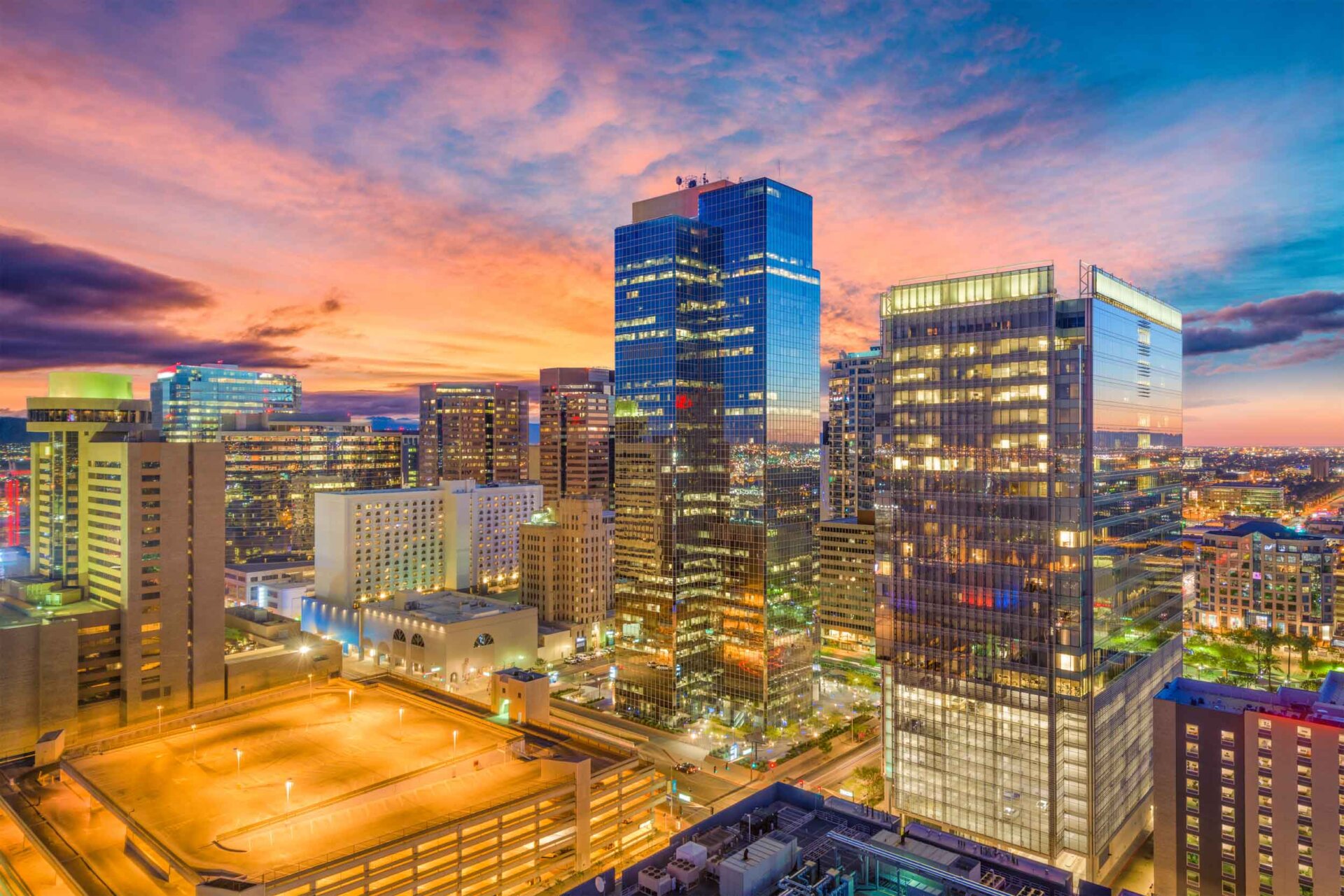 downtown phoenix at dusk
