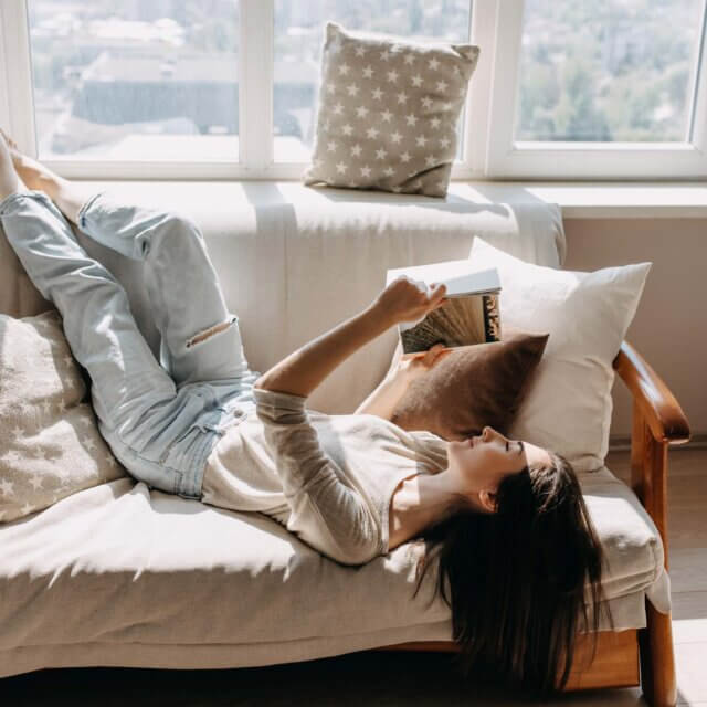 woman reading a book